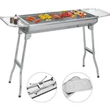 SunJas Holzkohlegrill Tragbar Klappgrill mit 2 Stück Grillrost Standgrill, Edelstahl Klappgrill,BBQ Standgrill Tragbar Camping Grill campinggrill
