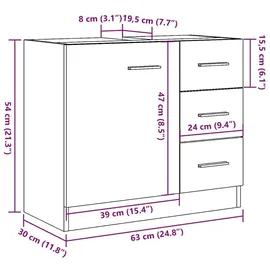 vidaXL Waschbeckenunterschrank 63 x 54 x 30 cm Schwarz