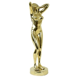Casa Padrino Luxus Bronze Deko Skulptur Frau Gold 40 x 30 x H. 100 cm - Große Bronze Skulptur - Große Bronze Figur - XXL Bronze Figur - XXL Bronze Skulptur - Luxus XXL Deko Accessoires