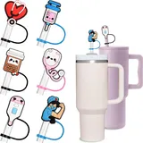 Stanley Trinkhalm-Abdeckkappen für Stanley Cup, kompatibel mit Stanley Tumbler, wiederverwendbare Silikon-Strohhalm-Spitzen für Stanley-Krug, Trinkhalme, Stecker (Krankenschwester), 6 Stück