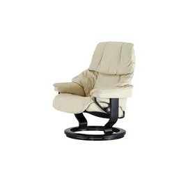 Stressless Relaxsessel Reno Leder 79 x 108 x 75 cm Creme mit Hocker