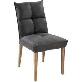 G + K Polsterstühle 2er Set KOLJA, Anthrazit Braun - Mikrofaserbezug - Holzbeine - 2er Set