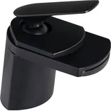 Details zu Design Wasserfall Badarmatur schwarz | Bad Armatur Wasserhahn Waschtischarmatur