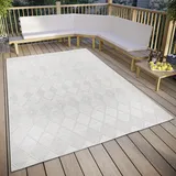 ELLE Decoration Pitu In- & Outdoor Teppich – Outdoorteppich Makramee Boho Ethno Muster Flachgewebe, Wetterfest Außenteppich für Wohnzimmer, Flur, Balkon, Terrasse, Garten – Creme, 77x150cm