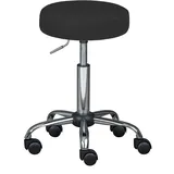 Interlink Drehhocker ASRA, Ø 35 cm – Chromfarben – Schwarz – Kunstlederbezug – Metallgestell – Höhenverstellbar