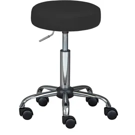 Interlink Drehhocker ASRA, Ø 35 cm – Chromfarben – Schwarz – Kunstlederbezug – Metallgestell – Höhenverstellbar