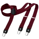 DonDon Hosenträger DonDon® Herren Hosenträger schmal 2,5 cm 3 Clips in Y-Form elastisch (1-St) Y-Form, verstellbar mit Clipverschluß, elastisch, schmal 2.5 cm rot