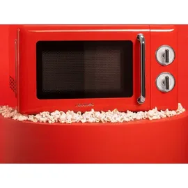 Cecotec Mikrowelle Proclean 3010 Retro, 700 W, 6 Stufen, Timer bis zu 30 Minuten, Auftaumodus, Vintage-Design in Rot, Stahl-Finish