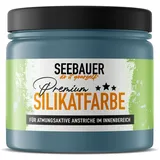 SEEBAUER diy Silikatfarbe Blau 300ml für Innen (No. 802 Baltic Sea) Atmungsaktive Mineralfarbe für Allergiker - Abwaschbare Wandfarbe - Blautöne hohe Deckkraft