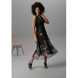 Aniston SELECTED Sommerkleid Floral Schwarz/Rot/Grün 38