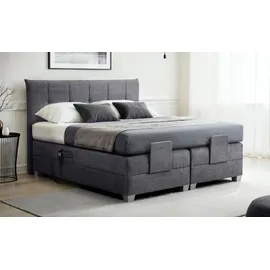 Inter Boxspringbett Bern 200x200 cm mit Motor Anthrazit Coral 80 - Grau