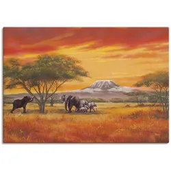 Artland Wandbild »Elefanten«, Elefanten Bilder, (1 St.), als Alubild, Outdoorbild, Leinwandbild, Poster, Wandaufkleber Artland Farbe Bild(er): orange