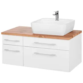 WELLTIME Waschbeckenunterschrank Davos Badmöbel, Waschtisch inkl. Waschbecken, Breite 90 cm weiß
