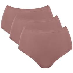 Sloggi Damen Highwaist-Slips, 3er Pack - GO Daily Cotton Highwaist 3P, Unterhose, Stretch-Baumwolle Braun L