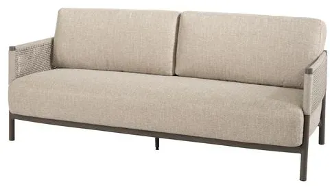 4 SEASONS OUTDOOR Lounge-Sofa Savanne 3-Sitzer Aluminium Grau Hellgrau