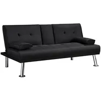 Yaheetech Schlafsofa Klappbares Couch Sofa mit Schlaffunktion Bettsofa, Liegefläche von 167 × 94 cm fürs Wohnzimmer/Schlafzimmer/Gästezimmer schwarz