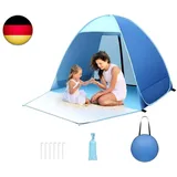Pop up Strandmuschel, 2-3 Personen Familie Zelt UV Schutz UPF 50+ Strandzelt