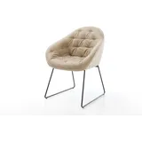 DELIFE Esszimmerstuhl Gaio-Flex Mikrofaser Beige Vintage Kufengestell Schwarz, Esszimmerstühle