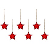 Creativ deco Dekostern »Weihnachtsstern, Weihnachtsdeko rot, Christbaumschmuck«, (6 St.), mit Schneeflocken-Design, rot