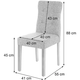 Mendler 2er-Set Esszimmerstuhl HWC-E58, Stuhl Essstühle ~ Stoff/Textil grau, helle Beine