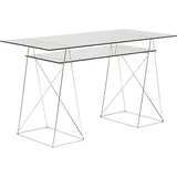 Kare-Design Schreibtisch, Metall, Glas, rechteckig, X-Form, A-Form, 65x74x130 cm, Arbeitszimmer, Schreibtische, Bürotische