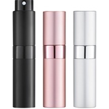 Toureal 8ML Parfum Zerstäuber Leer (3 Stück) Mini Spruehflasche, Parfüm Behälter, Parfümzerstäuber Nachfüllbar (Silber, Pink, Schwarz)