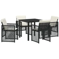 VidaXL 5-teiliges Garten-Essset mit Kissen Schwarz Poly Rattan
