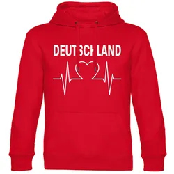 multifanshop Kapuzen Sweatshirt - Deutschland - Herzschlag - Druck weiß - Hoodie