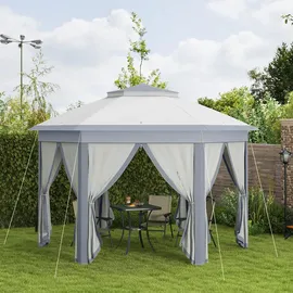 Outsunny Faltpavillon 4,05 x 4,05 m Grau