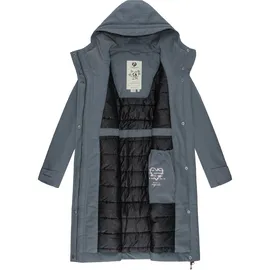 Ragwear Damen Langer Wintermantel Warmer wasserdichter Parka mit Schlüsselanhänger Refutura Remake Grey Gr. 3XL - 3XL