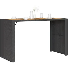 vidaXL Garten-Bartisch mit Holzplatte Schwarz 185x80x110 cm Polyrattan