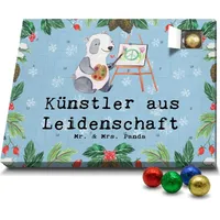 Mr. & Mrs. Panda Schoko Adventskalender Künstler Leidenschaft - Blau Pastell - Geschenk, Jubiläum, Galerie Eröffnung, Kollegin, Hobbymaler, Male... - Blau