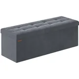 SONGMICS Sitzhocker mit Stauraum, klappbare Sitzbank, 38 x 110 x 38 cm Fußbank, Aufbewahrungsbox, bis 300 kg belastbar, für Wohnzimmer Schlafzimmer Flur, schiefergrau LSF277G01