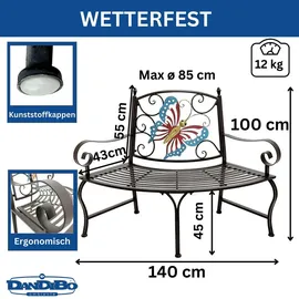 DanDiBo Ambiente Baumbank Halbrund 140 x 60 x 100 cm Braun