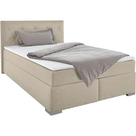 Home Affaire Boxbett HOME AFFAIRE "Tynan", beige (beige, creme), B:154cm L:210cm, Komplettbetten, Boxspringbett, wahlweise mit Bettkasten, in H2, H3 & H4 erhältilich