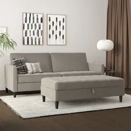 dorel home 3-Sitzer DOREL HOME "Presley", grau (taupe), B:203cm H:83cm T:83cm, Veloursstoff 100% Polyester, Sofas, Sofa mit Bett-Funktion und verstellbarer Rückenlehne