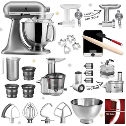 KitchenAid Artisan Küchenmaschine 5KSM175 Mega-Winter-Paket Kontur Silber