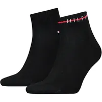 2er Pack TOMMY HILFIGER Stripe Quarter Socken Herren 003 - black 39-42