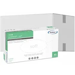 MaiMed® soft Einmalhandschuhe, Latex 74006 , 1 Karton = 10 Packungen = 1.000 Stück, Größe XS