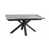 Feldmann-Wohnen Esstisch Columbus (Tischplatte ausziehbar bis 240cm, 1-St., Marmor Optik, Tischplatte aus gehärtetem Glas), 160-240x90x75cm Weiß Marmor / schwarz matt ausziehbar schwarz|weiß