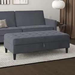 Stauraumhocker DOREL HOME "Presley", grau (anthrazit), B:130cm H:43cm T:69cm, Hocker, Stauraumhocker, Polsterhocker mit Stauraum, frei im Raum stellbar, Sitzhöhe 43 cm