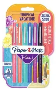 Papermate Flair Tropical Medium Verschlossener Gelschreiber Schwarz, Blau, Orange, Pink, Violett 6 Stück(e)