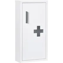 kleankin Medizinschrank, Erste Hilfe Schrank, Weiß, Metall, 12x60x30 cm