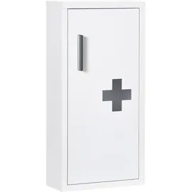 kleankin Medizinschrank, Erste Hilfe Schrank, Weiß, Metall, 12x60x30 cm