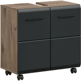 xonox.home Waschbeckenunterschrank Ice X86N8775 mit Rollen Nox Oak Dekor/Schwarz