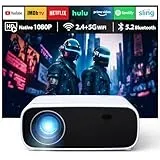 Wielio HD Beamer 1080P Auflösung, Mini Beamer mit Bluetooth und WiFi, 18000 Lumen 4K Unterstützung, Kompatibel mit iOS/Android/Laptop/Xbox (Schwarz)