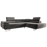 m-punkt Ecksofa Samt 2-Sitzer Grau