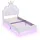 odikalo Jugendbett Kronenform 90 x 200 cm Leder rosa/weiß