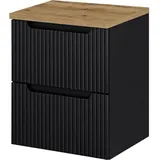[en.casa] En.Casa, Waschbeckenunterschrank, Waschtischunterschrank Skelbolu 50x60x40 cm Schwarz/Eiche