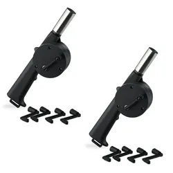 Relaxdays Grillgebläse manuell, 2er Set, handbetriebene Anzündhilfe, BBQ Grillföhn mit Kurbel, Kohle Anzünder, schwarz